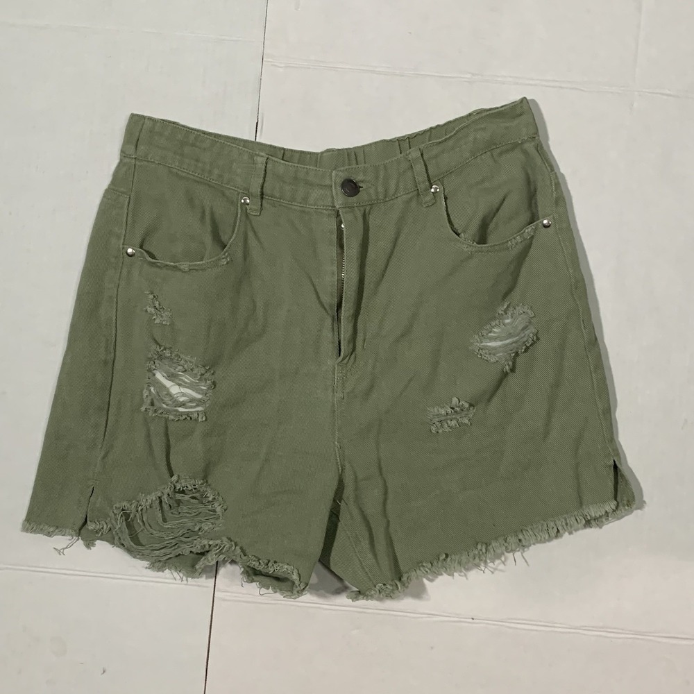 HYFVEโ Jean Shorts Wash Distressed Cut Off Size Medium Green